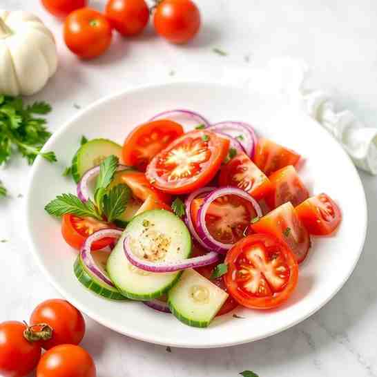 Easy Tomato Cucumber Red Onion Salad Recipe | Fresh & Simple